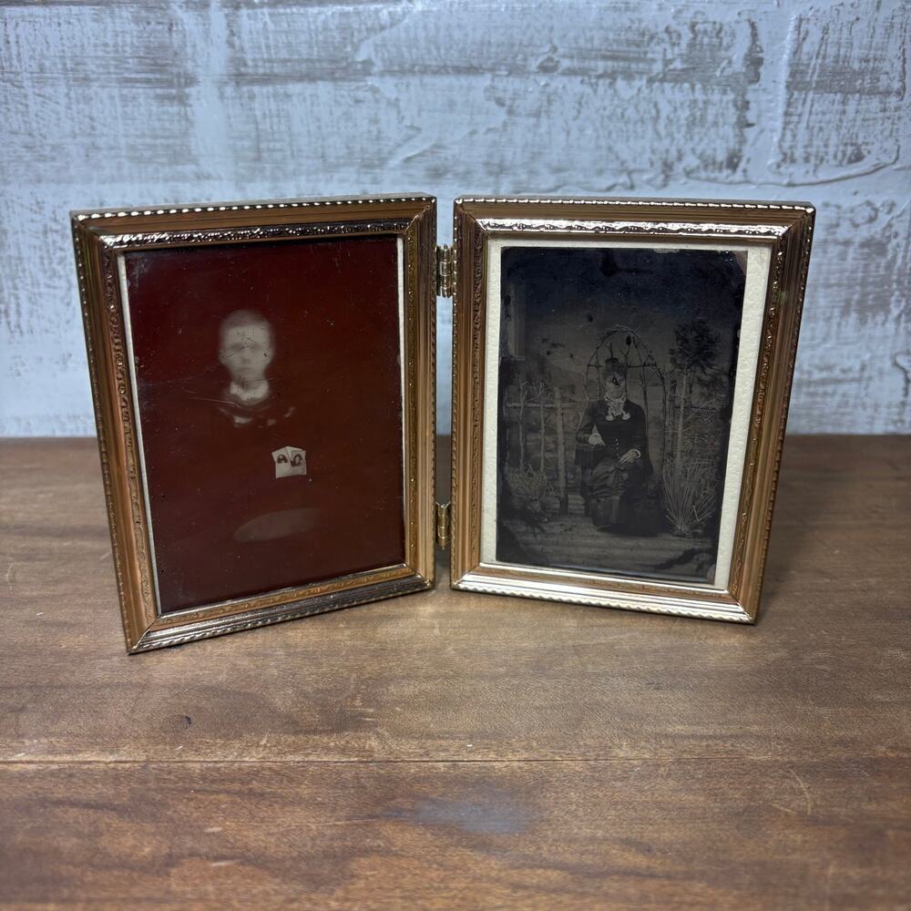 Vintage Bi-Fold Gold Picture Frame
